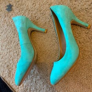 From the United Kingdom mint green heels